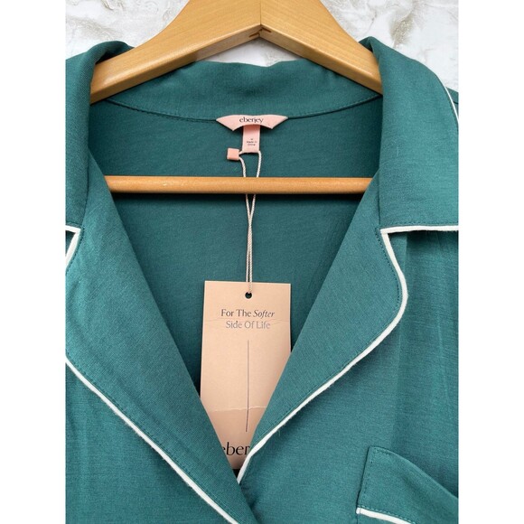 Eberjey Gisele Sleep Shirt in Evergreen Ivory Pajamas size medium - Picture 5 of 11